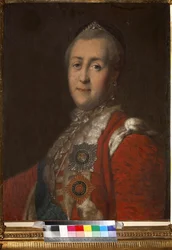 Porträt der Kaiserin Katharina II. (1729-1796), Anonym. Öl auf Leinwand, zweite Hälfte des 18. Jahrhunderts, Staatliches Museum von A.S. Puschkin, Moskau