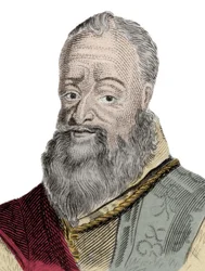 Porträt von Henri Percy (Henry Percy) (1564-1632), 9. Earl of Northumberland, genannt der Zauberer Graf, inhaftiert wegen seiner Teilnahme an der Pulververschwörung (1605). Stich aus dem 19. Jahrhundert