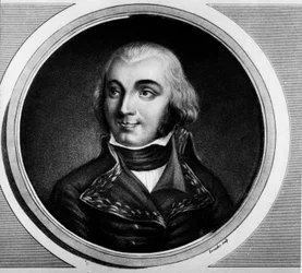 Porträt von Jean Baptiste, Graf Jourdan, Marschall von Frankreich (1762-1833). Gravur in „Komplette Sammlung historischer Gemälde der Französischen Revolution, in drei Bänden.“ 1804.