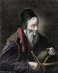 Porträt von Nostradamus, Michel de Notre Dame (1503-1566) französischer Astrologe und Arzt - Gravur des 19. Jahrhunderts