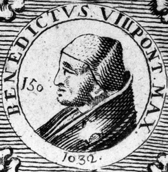 Porträt von Papst Benedikt VIII. Gravur des 19. Jahrhunderts
