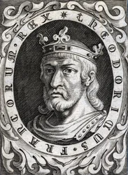 Porträt von Thierry II (? - 613), König von Burgund und Austrasien.