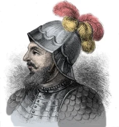 Porträt von Vasco Nunez de Balboa, spanischer Konquistador (1475-1517) - Gravur 19. Jahrhundert