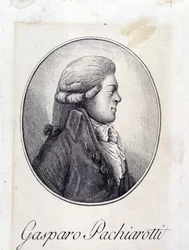 Porträt des italienischen Kastraten Gasparo Pacchierotti (Pacchiarotti) (1740 - 1821). Gravur des 19. Jahrhunderts