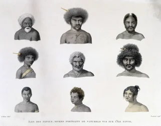 Porträts der Papua von der Insel Rawak.