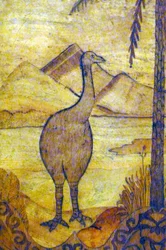 Darstellung eines Moa aus Neuseeland, ausgestorbene Rasse eines riesigen flugunfähigen Vogels. 18. Jahrhundert