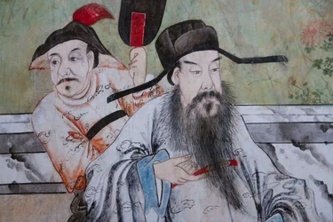 Szenen des Alltagslebens in China, Detail der chinesischen Tapete, chinesisches Kabinett, Jagdresidenz, von Filippo Juvarra (1678-1736), Stupinigi, Piemont, Italien