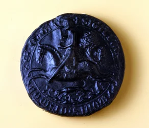 Siegel von Simon von Montfort IV (1150 - 1218), Teilnehmer des 5. Kreuzzugs 1202 und des Kreuzzugs gegen die Albigenser 1209