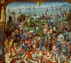 Siebter Kreuzzug (1248-1254). Ludwig IX. (Saint Louis) (1215-1270), König von Frankreich, mit den Kreuzfahrern nach der Niederlage gegen die Sarazenen in Mansourah 1250