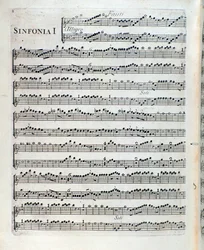 Notenseite für die Flöte in der ersten Symphonie von Sei sinfonie a piu strumenti op. 5 von Francois Joseph Gossec