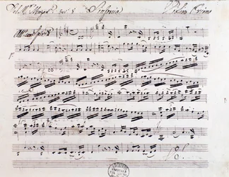 Seite der Partitur für die erste Violine in Sinfonie Nr. 7, von Mozart