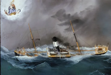 Dampfschiff in einem Sturm