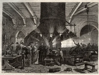 Der Doge von Venedig besucht die Glasbläsereien von Murano - Gravur in 
