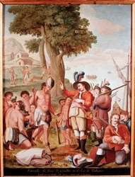 Der spanische Konquistador Juan de Grijalva landet 1518 in Tabasco, Mexiko