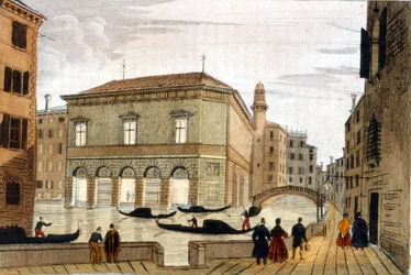 Das Theater „La Fenice“ in Venedig. Radierung aus dem späten 18. Jahrhundert.