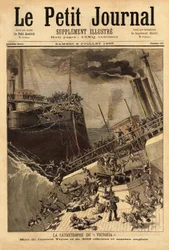 Das Schlachtschiff Victoria sinkt vor der syrischen Küste, gerammt vom Schiff Camperdown. Gravur in „Le petit journal“ 8/07/1893. Selva Sammlung.