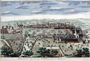 Die Stadt und der Hafen von Marseille im 18. Jahrhundert - B.N.