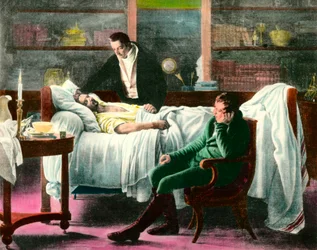 Der Tod von Francois Xavier Bichat (1771-1802), französischer Arzt. Illustration des 19. Jahrhunderts