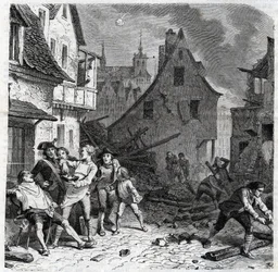Die Rasierwasserschale von Lille. Eine Episode aus der Belagerung von Lille im Jahr 1792 während der Französischen Revolutionskriege - Le siège de Lille en octobre 1792 - Revolution française - Bombardement durch Österreicher und Preußen - Barbier benutzt 