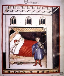 Medizinisches Traktat „Tacuinum sanitatis“ aus dem 14. Jahrhundert: Schlaf