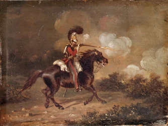 Reiter der 1. Life Guards, der eine Karabiner abfeuert