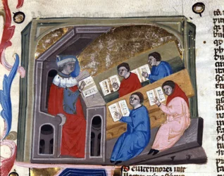 Universität. Manuskript des 14. Jahrhunderts. Biblioteca Nazionale Braidense. Mailand