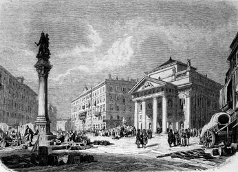 Ansicht des Place de la Bourse in Triest (während der österreichischen Periode)