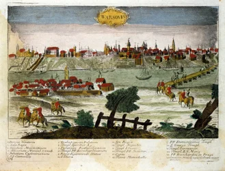 Ansicht der Stadt Warschau in Polen. Ende des 18. Jahrhunderts