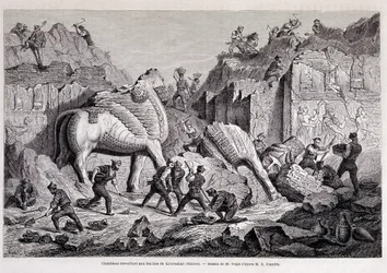Ansicht der Ausgrabungen von Khorsabad (Khunsabad) (Ninive) - in „Rund um die Welt“ 2. Woche 1861