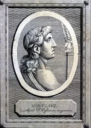 Virgil (70 - 19 v. Chr.), lateinischer Dichter. Gravur aus dem 18. Jahrhundert.