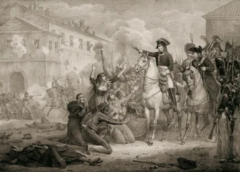 Spanischer Unabhängigkeitskrieg (1808-1814): Spanier flehen Napoleon um Gnade an. Madrid, Nationalbibliothek.