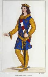 Porträt von Philipp von Évreux, Graf von Évreux, König von Navarra (gestorben 1343). Gravur von 1830