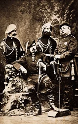 3. Karlistenkrieg (1872-1876): der Thronanwärter von Spanien Charles de Bourbon (1848-1909), Herzog von Madrid, umgeben von seinen Verteidigern. Sanguesa, La Rioja, Spanien. Fotografie um 1872-1876