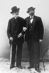 Giuseppe Verdi, italienischer Komponist (1813-1901), und Tenor Francesco Tamagno (1850-1905) in Montecatini Ende des 19. Jahrhunderts