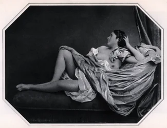 Liegende nackte Frau, um 1859. Anonyme Fotografie