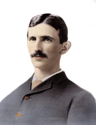 Porträt von Nikola Tesla, kroatisch-serbischer Ingenieur, Physiker und Erfinder