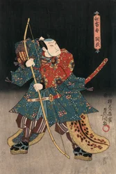 Ukiyo-e-Druck eines Schauspielers, der einen Samurai spielt, von Kunisada
