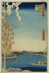 Asakusa-Fluss, Große Uferpromenade, Miyato-Fluss, aus der Serie "Hundert berühmte Ansichten von Edo"