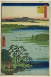 Benten-Schrein und Inokashira-Teich, aus der Serie "Hundert berühmte Ansichten von Edo"
