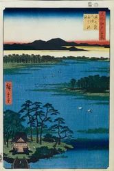 Benten-Schrein am Inokashira-Teich. Einhundert berühmte Ansichten von Edo, ca. 1858