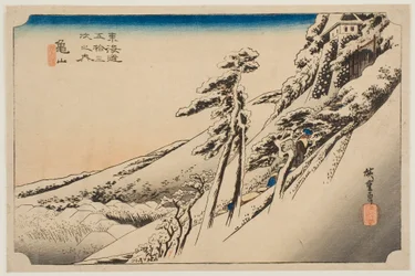 Klares Wetter nach Schneefall bei Kameyama, aus der Serie „Die dreiundfünfzig Stationen des Tōkaidō“