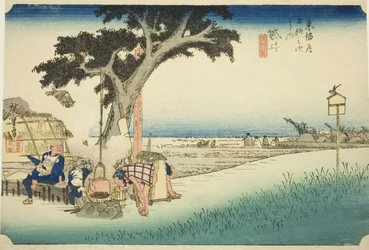 Fukuroi: Teestand, aus der Serie "Dreiundfünfzig Stationen des Tokaido"