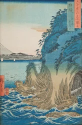 Grotten auf der Insel Enoshima in der Provinz Sagami, Tafel 15 aus der Serie „Ansichten berühmter Orte in den mehr als sechzig Provinzen“