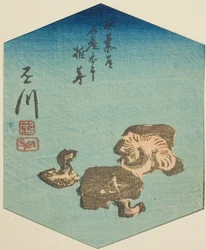 Kakegawa, Abschnitt von Blatt Nr. 7 aus der Serie "Ausschnitte der Tokaido-Straße (Tokaido harimaze zue)"
