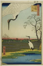Minowa, Kanasugi, Mikawashima, aus der Serie „Hundert berühmte Ansichten von Edo (Meisho Edo hyakkei)“