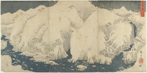 Berg und Fluss am Kiso-Pass, August 1857