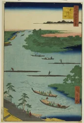 Mündung des Nakawaga-Flusses (Nakagawaguchi), aus der Serie „Hundert berühmte Ansichten von Edo (Meisho Edo hyakkei)“