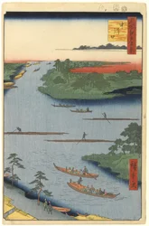 Mündung des Nakagawa-Flusses, Nr. 70 aus Einhundert berühmte Ansichten von Edo, 1857