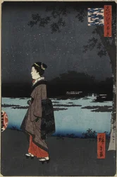Nachtansicht des Sanya-Kanals, Matsuchi-Hügel, August 1857