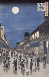 Nächtliche Ansicht der Saruwaka-Straße, aus „Meisho Edo Hyakkei“ (Hundert berühmte Ansichten von Edo)